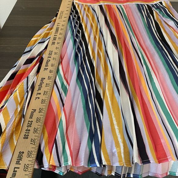 Rainbow Stripe Micropleat Midi Length Skirt, Women's XL Zipper Closure Colorful - Picture 7 of 8